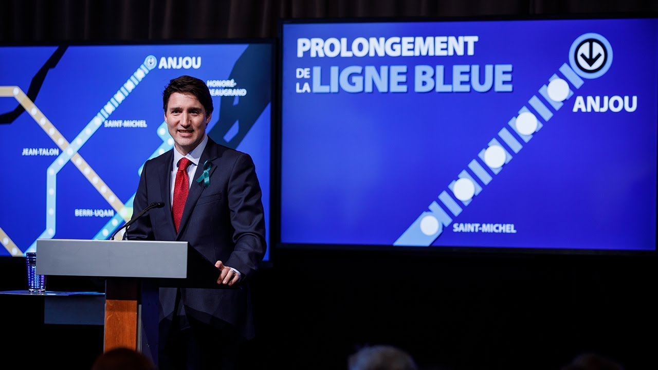 Prime Minister Trudeau makes an announcement regarding Montr&eacute;al Metro&rsquo;s Blue Line extension