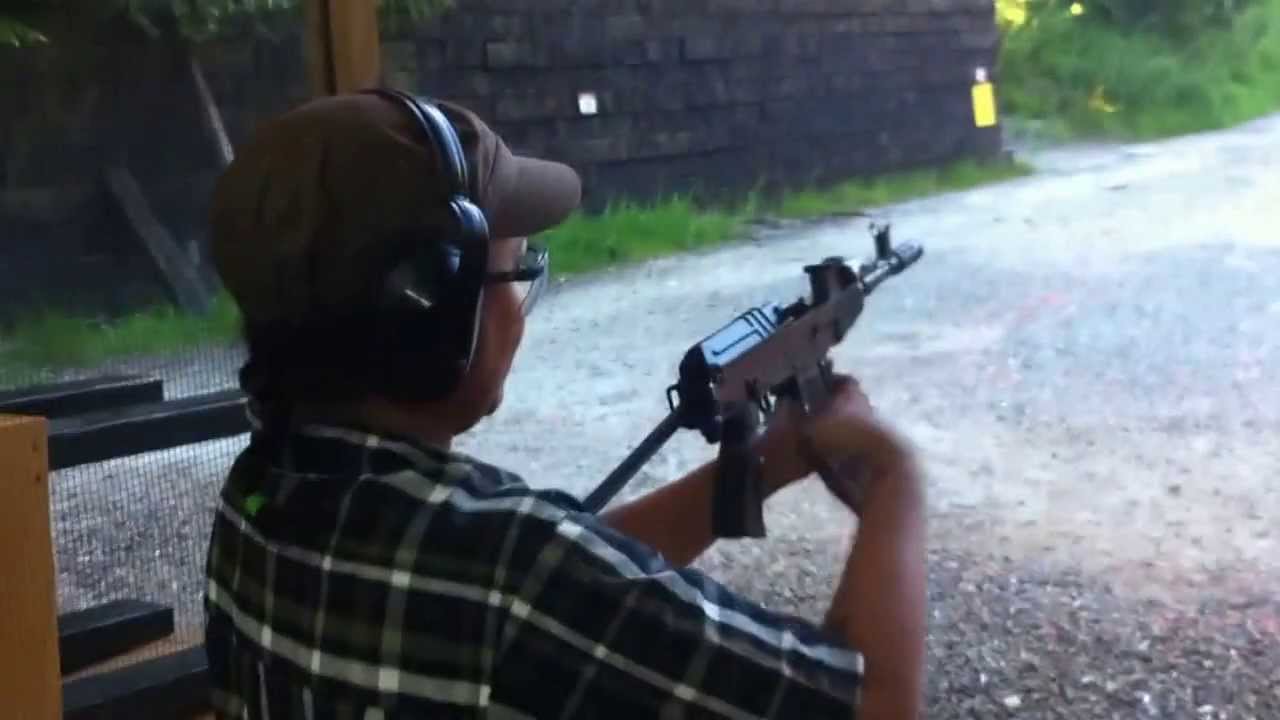Girl Shooting A Czech Small Arms VZ-58 Sporter Semi Auto Carbine With A 7.5 Inch Barrel 7.62x39mm
