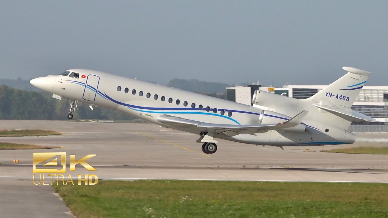 (4K) Dassault Falcon 8X from Hai Au Aviation VN-A488 departure at Munich Airport MUC EDDM