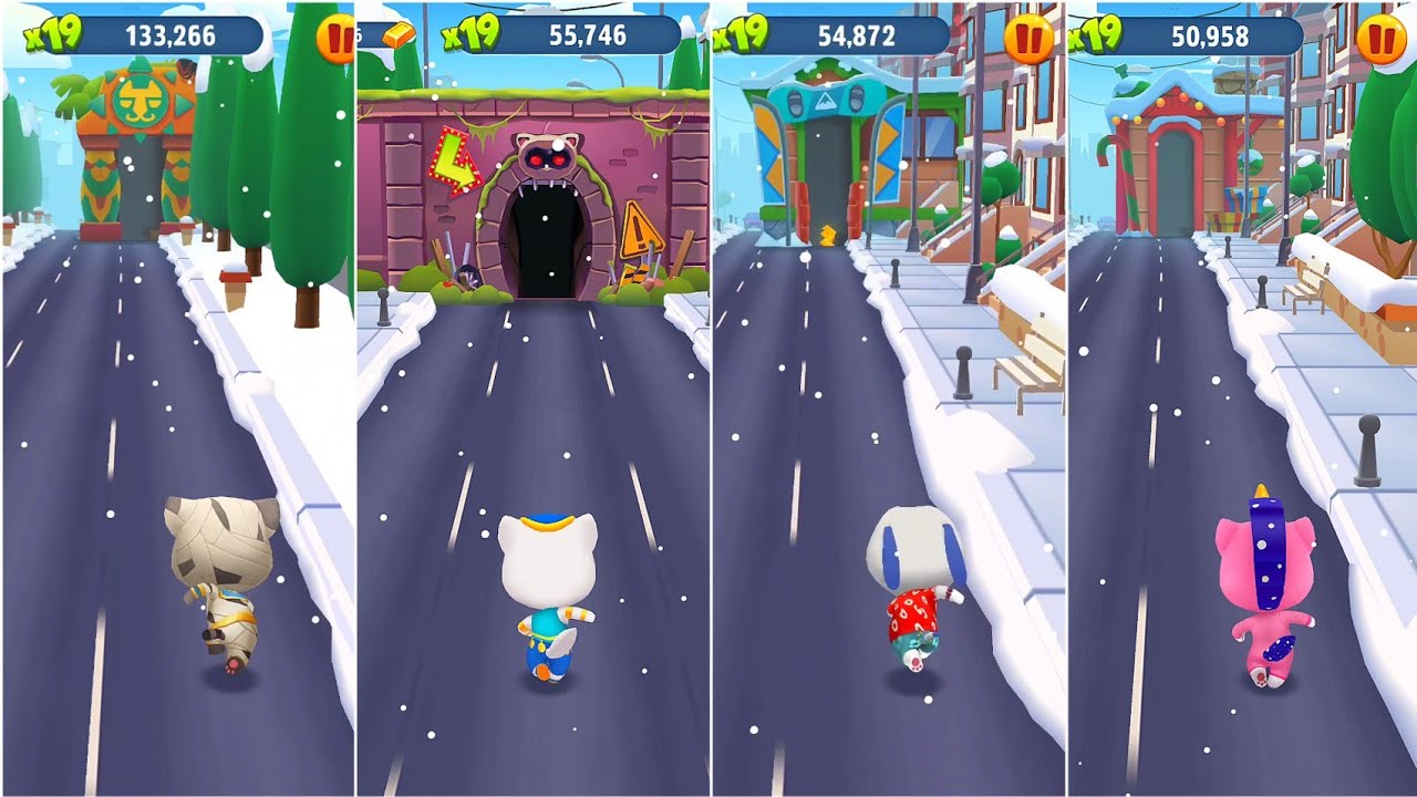 Talking Tom Gold Run Mummy Tom, Genie Angela, Hawaiian Hank,Unicorn Angela RabiaGameplay