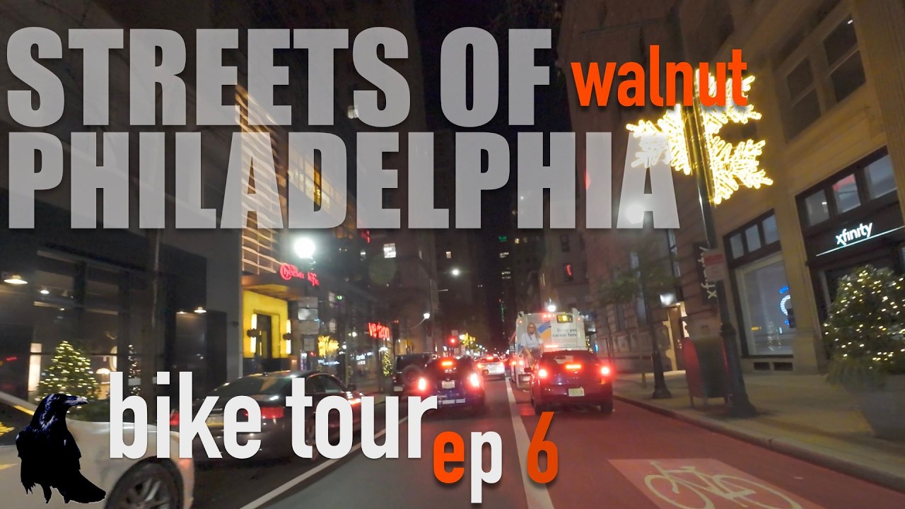 Exploring streets of Philadelphia at night on a bike | part 2 | Walnut street | Bike tour | 4K