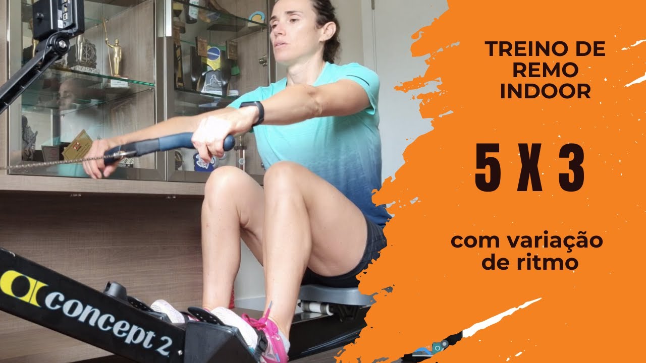Treino de remo indoor - 3 por 3 com variação de ritmo