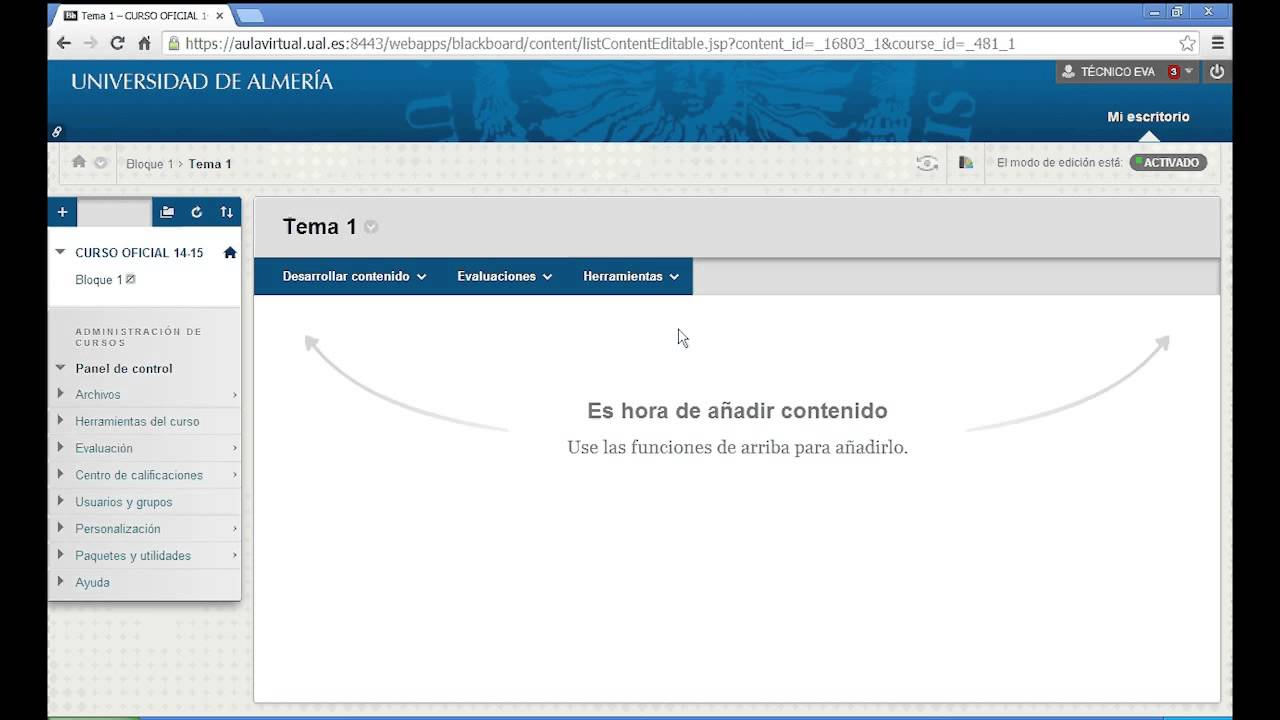 Videotutorial Blackboard Learn - 1 Creación de un curso