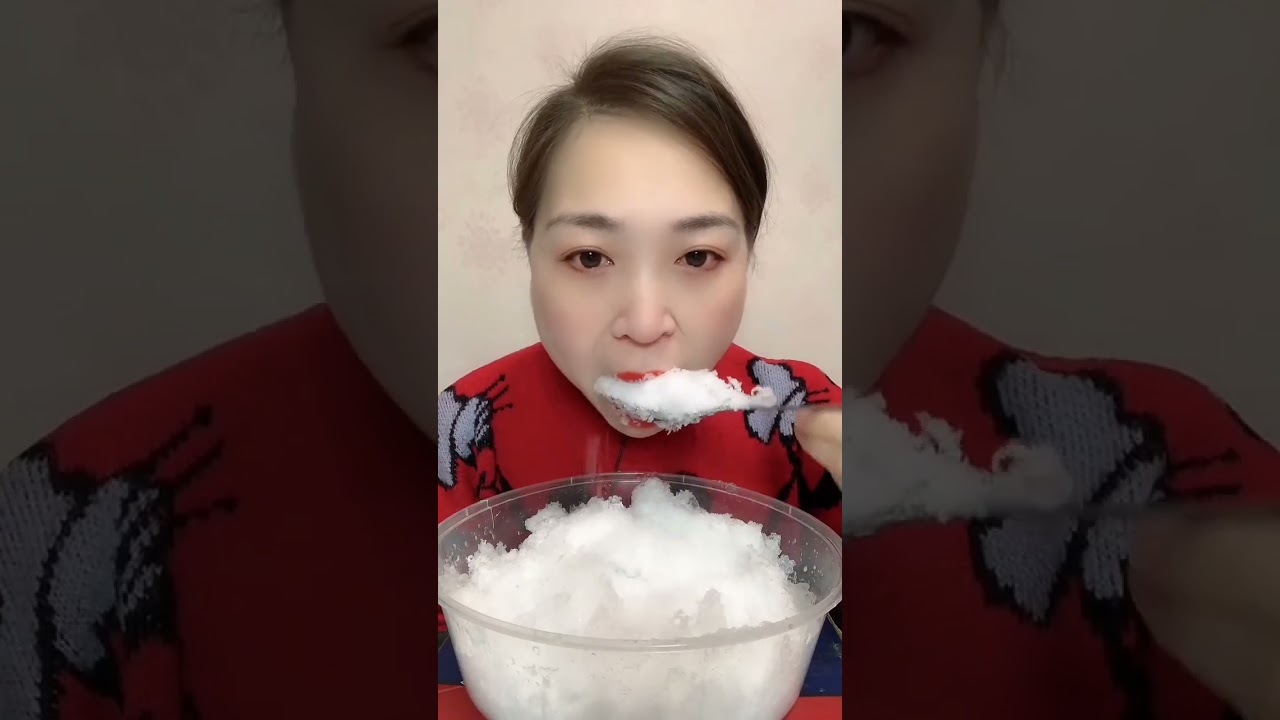 White ice eating #whiteice #ice #iceeating #freezerice #asmr #shavedice