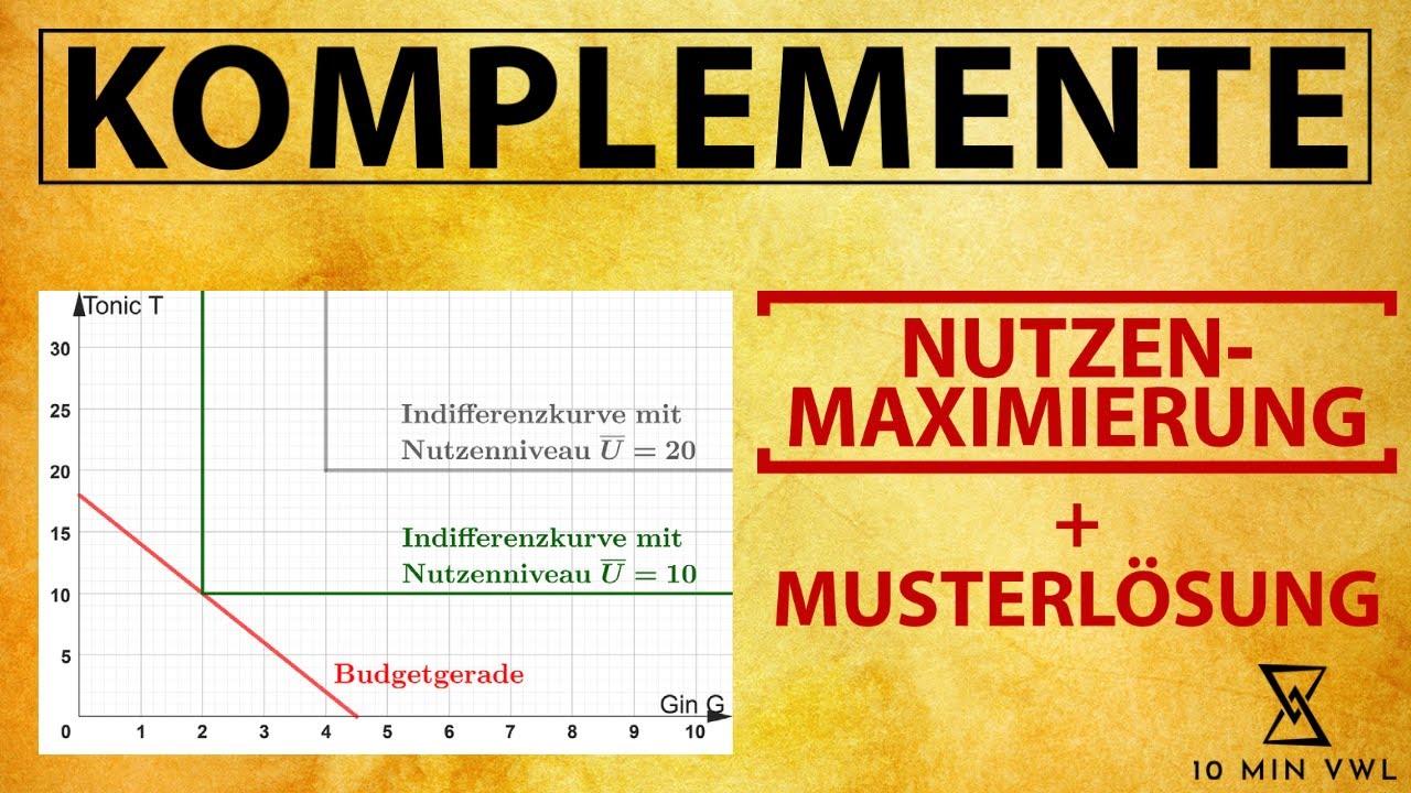 KOMPLEMENTE | Nutzenmaximierung zeichnen + berechnen (Optimum vollkommene Komplementärgüter)