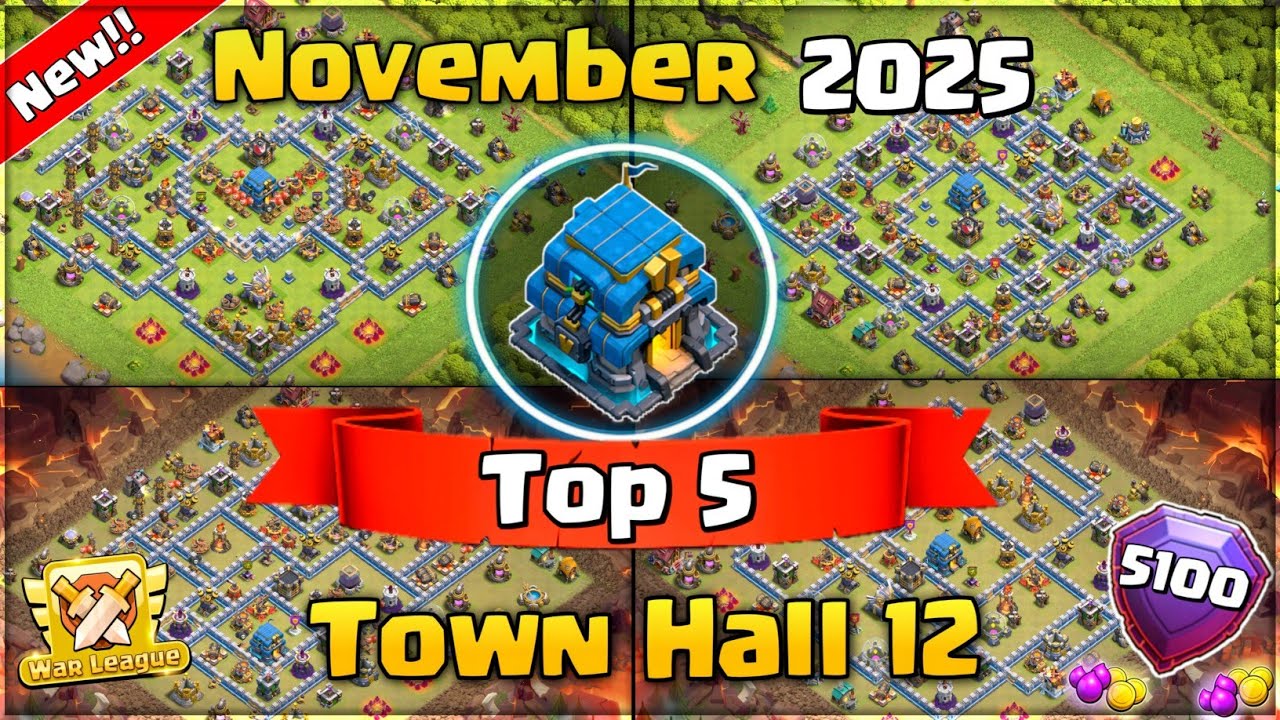 TOP 5! NEW STRONGEST Town Hall 12 Base Layout + Copy Link 2025 | Town Hall 12 War/Trophy Base | COC