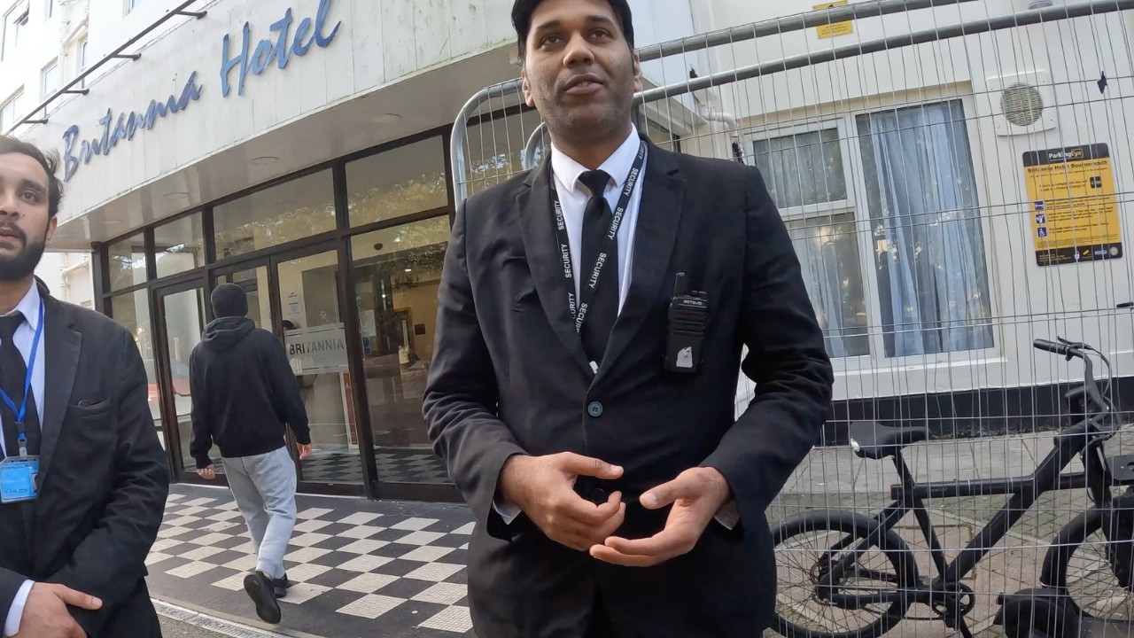 MIGRANT LEFT FAMILY IN SYRIA. SECURITY WANT ME TO LEAVE 😬 (BRITANNIA HOTEL, BOURNEMOUTH)