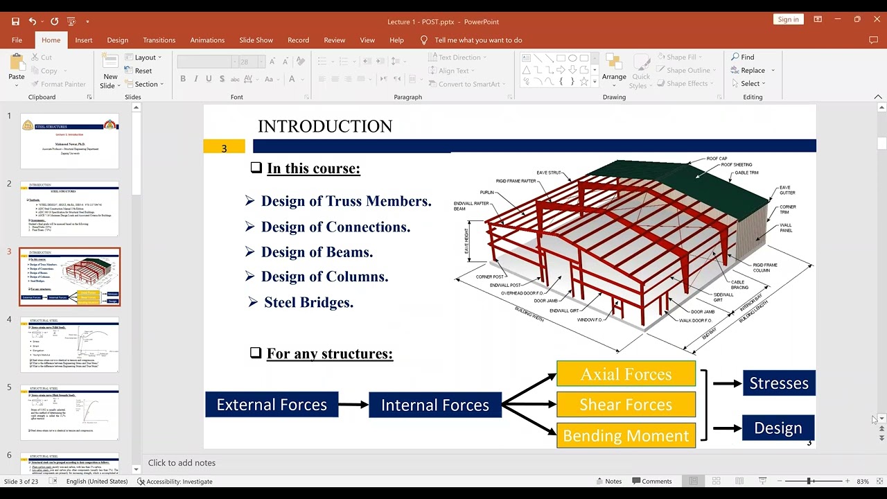 Design Of Steel Structures using AISC (Introduction 1)