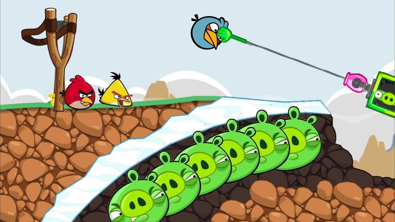 Bad Piggies - NINJA PIG HOLDING THE ANGRY BIRDS WITH GRAPPLE HOOK!