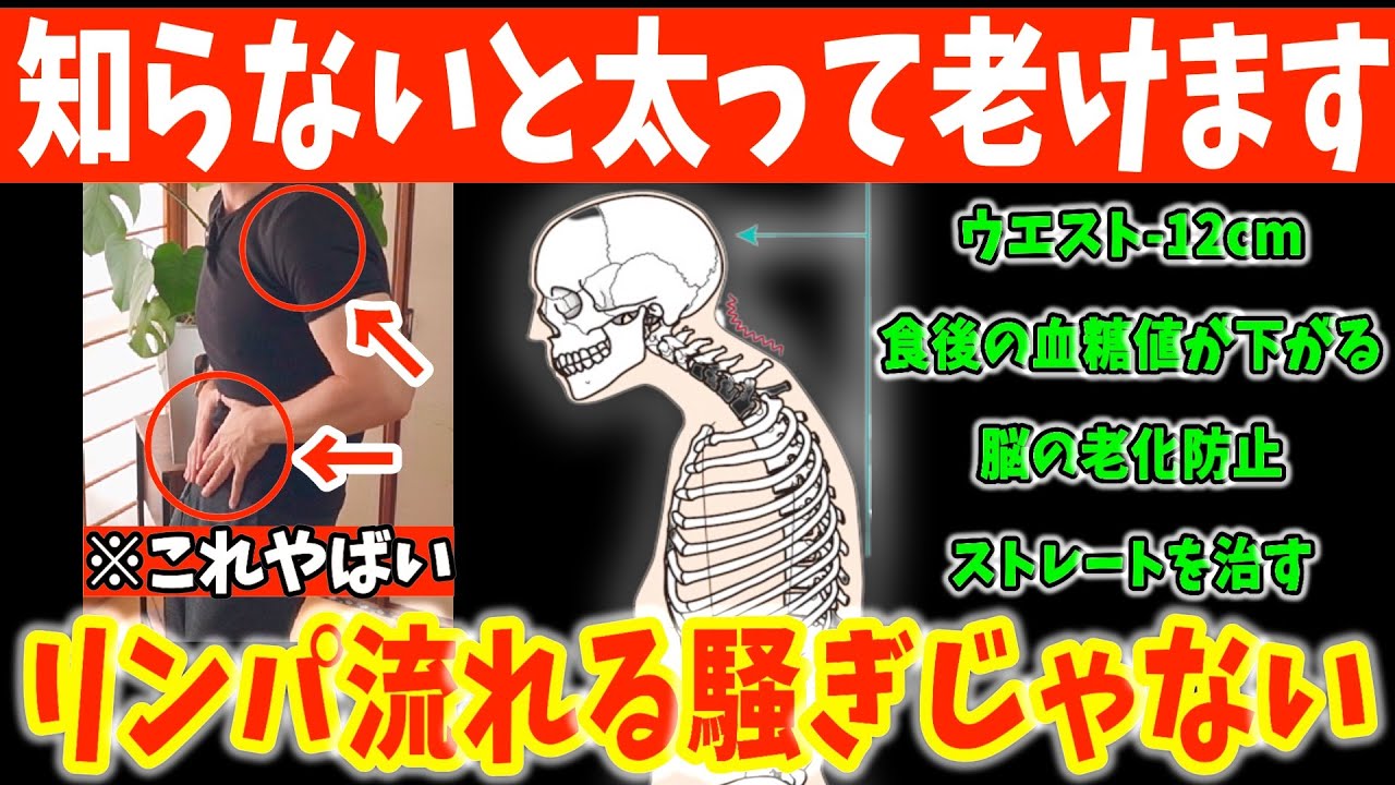 【腕振るだけで70kg→54kg】1時間歩くより勝手に中性脂肪も減らしお腹痩せ背中痩せしながらリンパ内臓洗浄で、脳の老化・ストレートネック・首・肩コリ・食後の血糖値も解消セルフケアで痩せ体質になろう