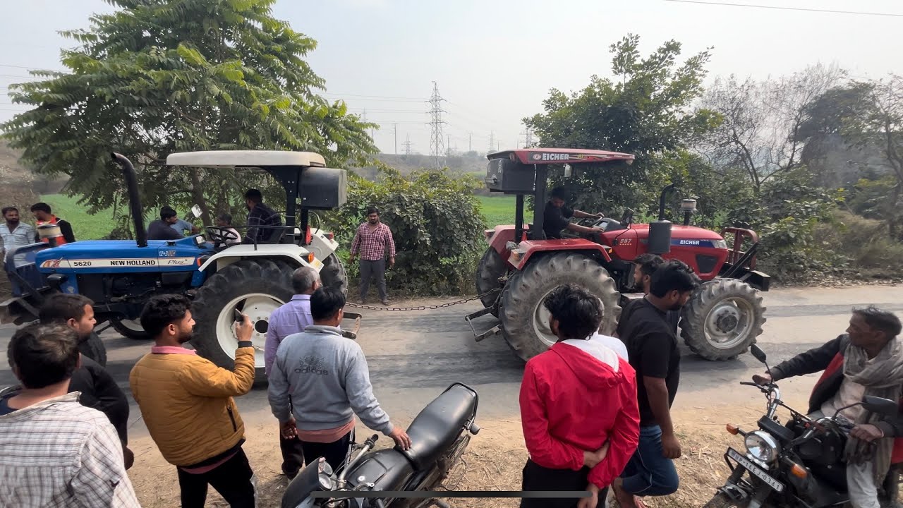 New Holland5620 और Eicher 557 और Eicher 557 4x4 Tochan💪 तीन ट्रैक्टरों का Tochan #newholland #eicher
