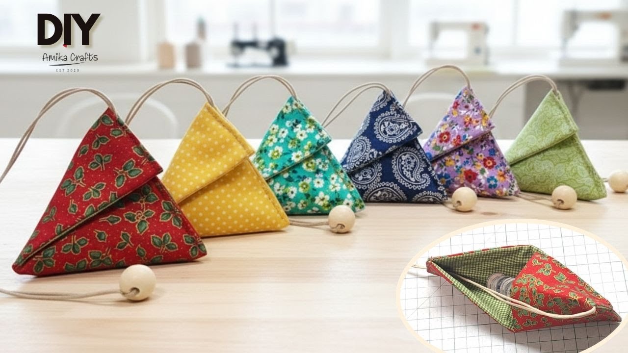 Easy to make!! Mini Triangle Gift Bags/ Coin purse