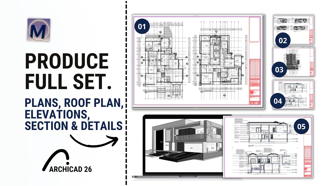 20 x 23m Contemporary House Full Set Of Drawings | ArchiCAD Efficiency