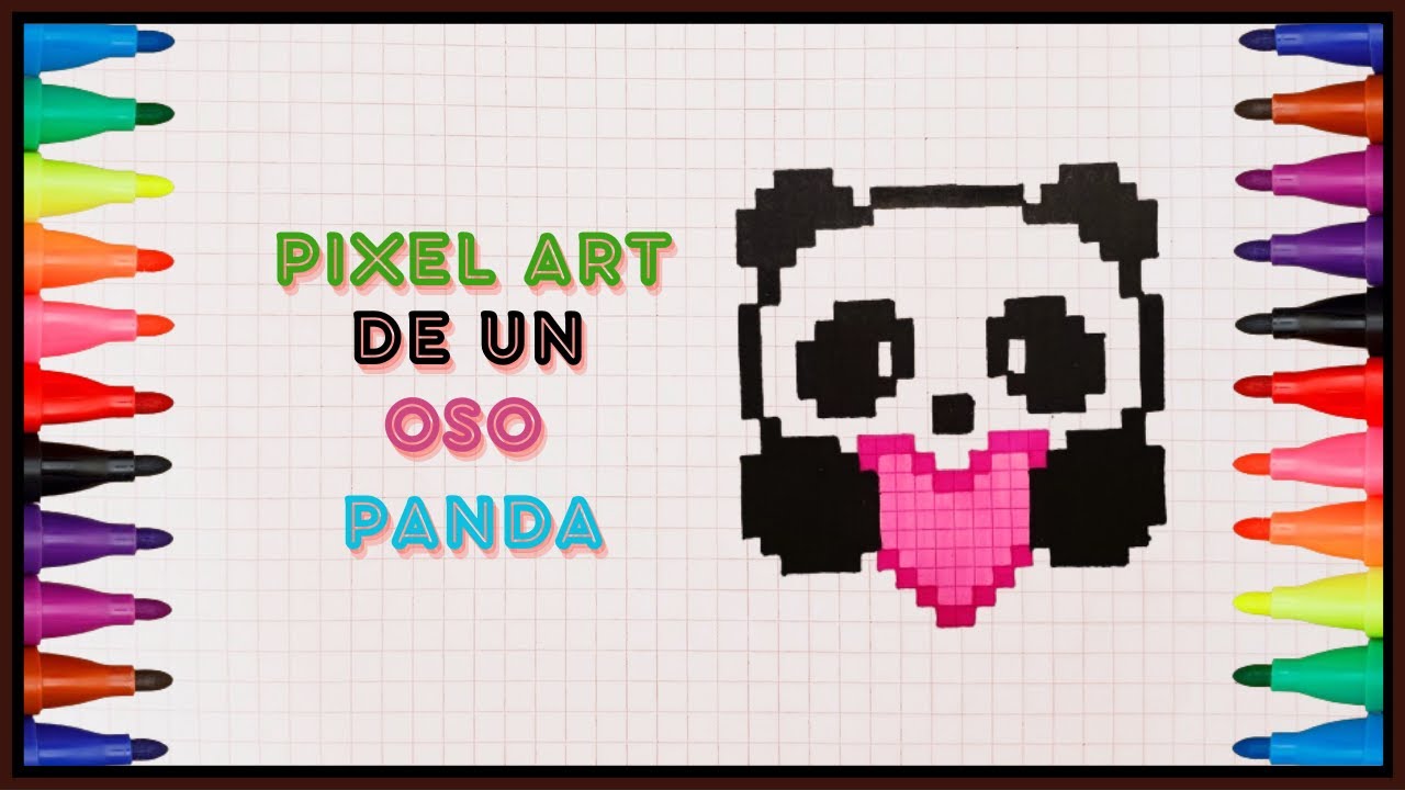 Como dibujar un OSO PANDA en pixel art-How to draw a PANDA BEAR in pixel art