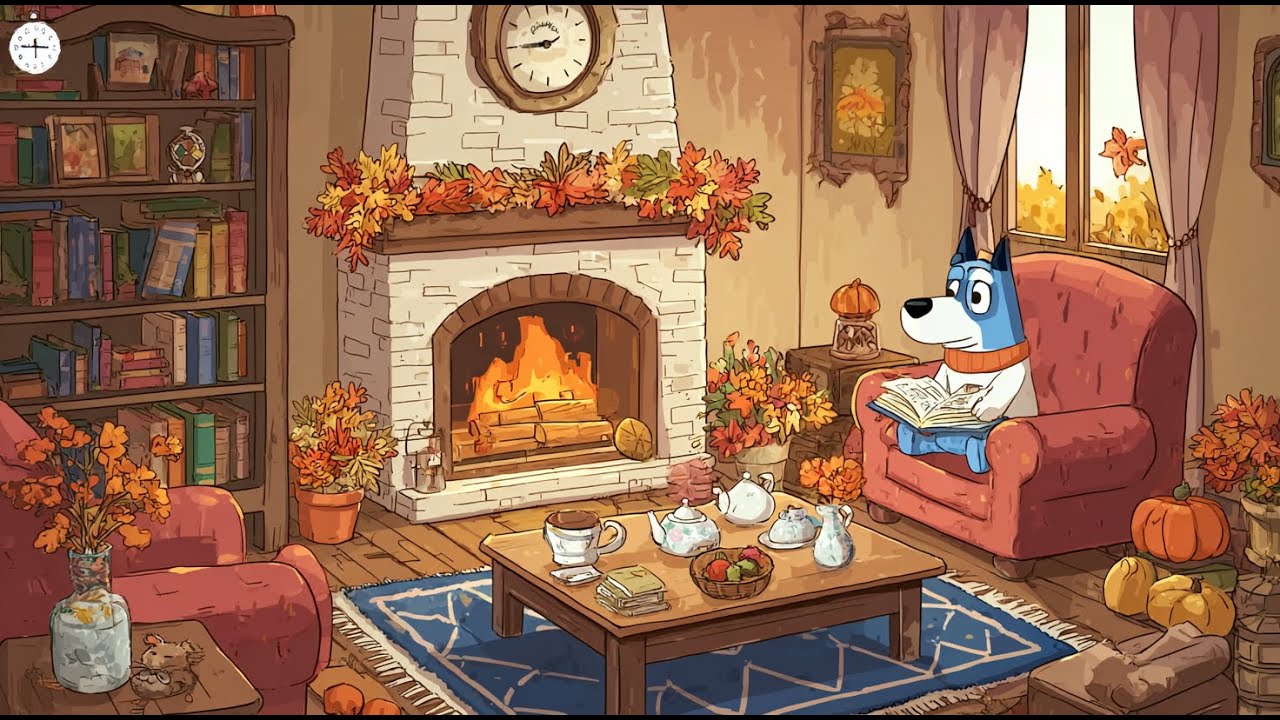 Bluey’s Autumn Morning ☕🍁 Peaceful Study Vibes & Cozy Lofi Tunes 🔥