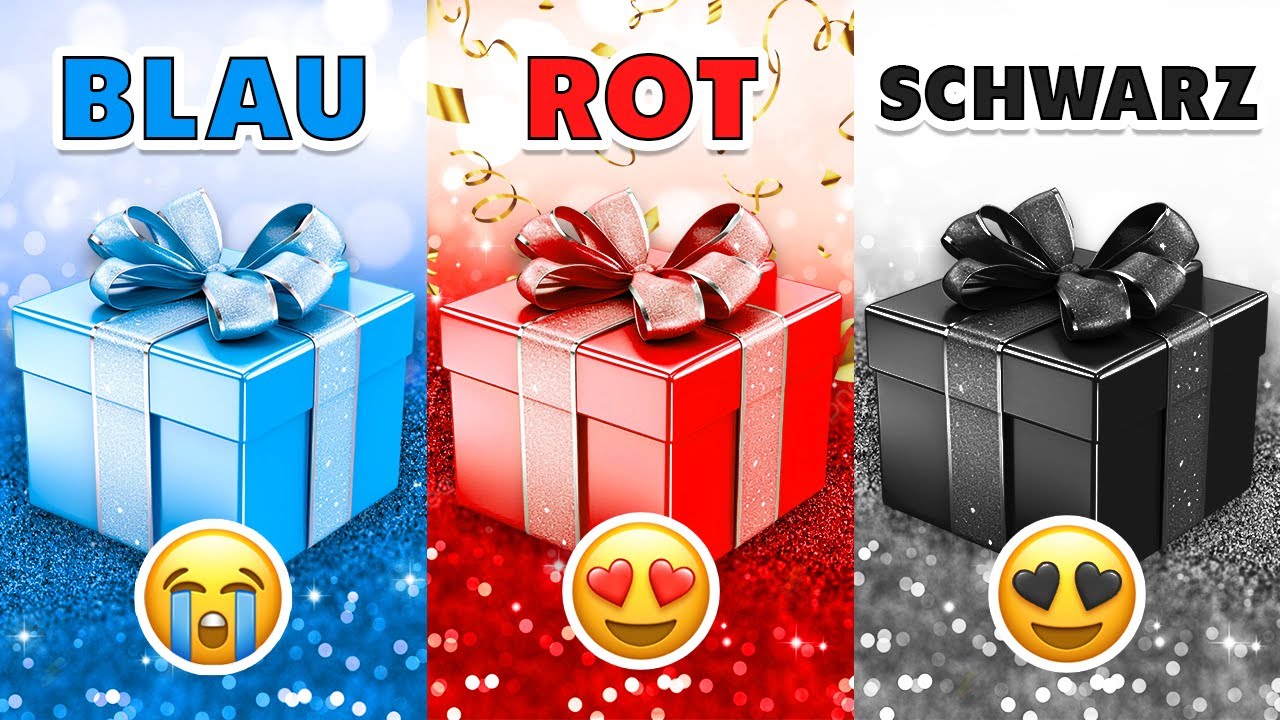 W&auml;hle dein Geschenk! 🎁 Blau, Rot oder Schwarz 💙❤️🖤 Wie viel Gl&uuml;ck hast du? 😱