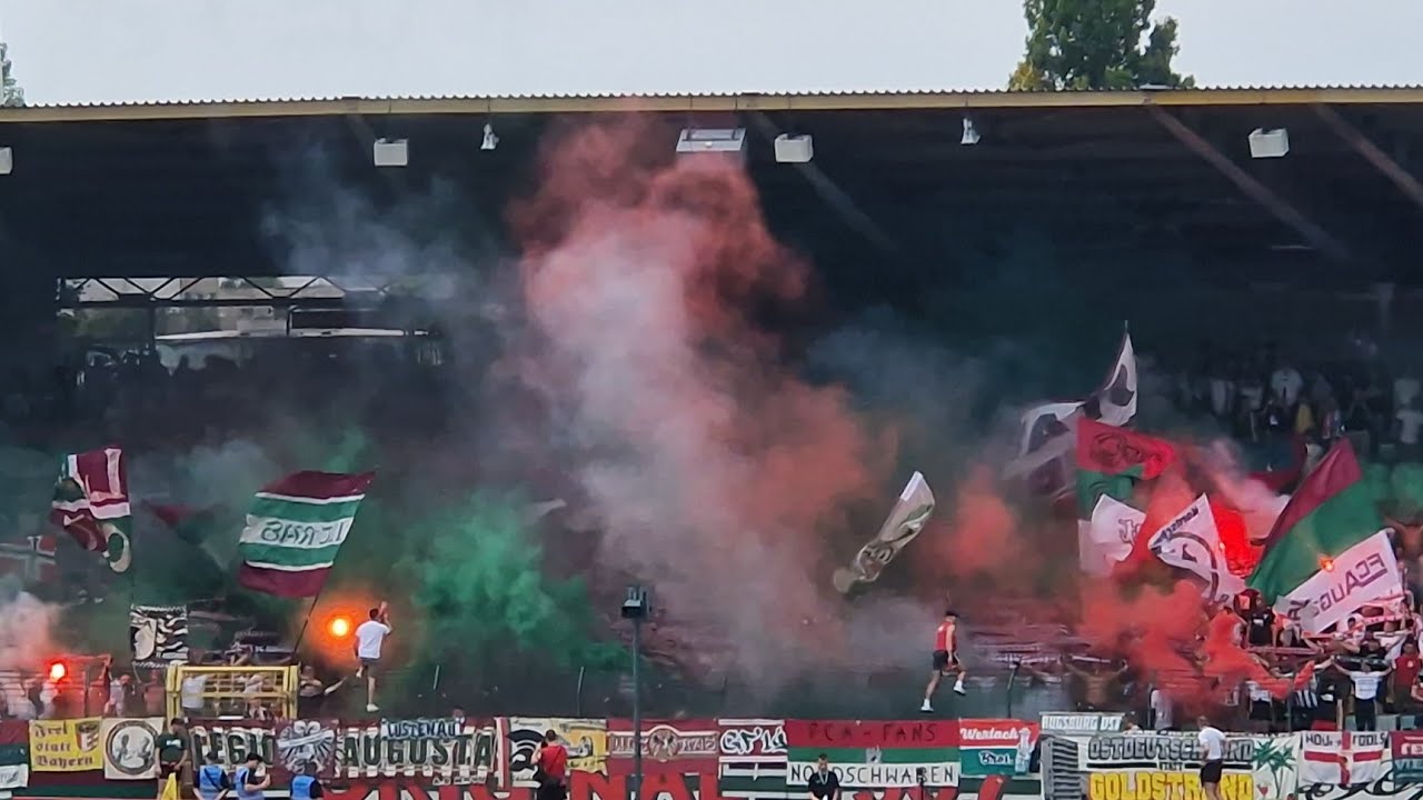 18.08.2024 Viktoria Berlin - FC Augsburg 1:4, Support & Pyro Awaysector