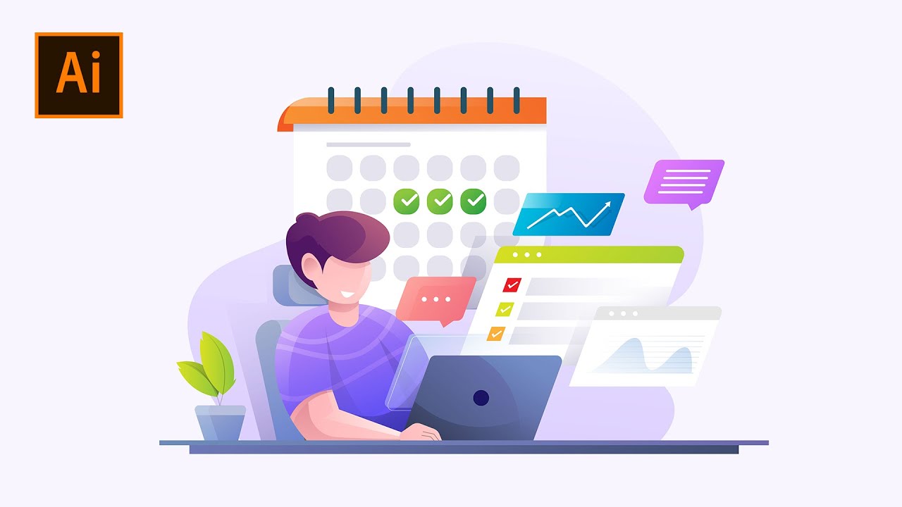 Work Illustration In Adobe Illustrator | Speed Art