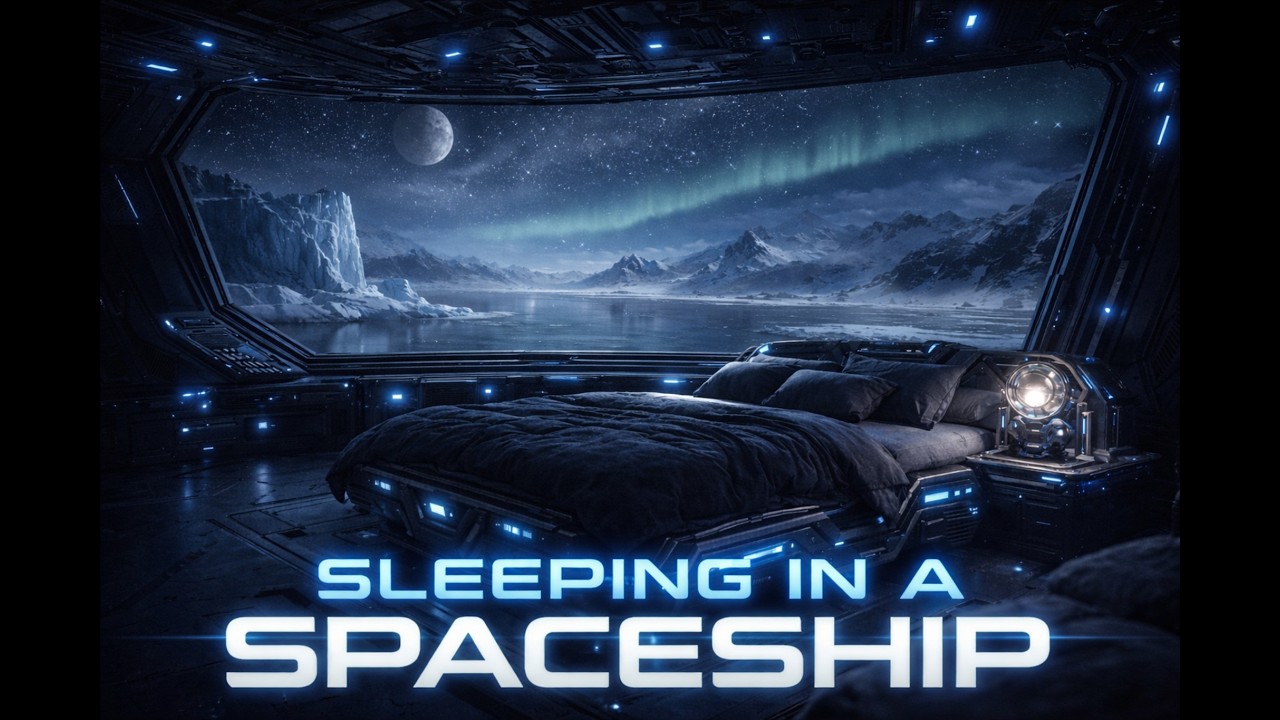 Sleeping in a Spaceship at the Arctic Night ❄️🚀 | 3 Hours Space Ambience for Deep Sleep