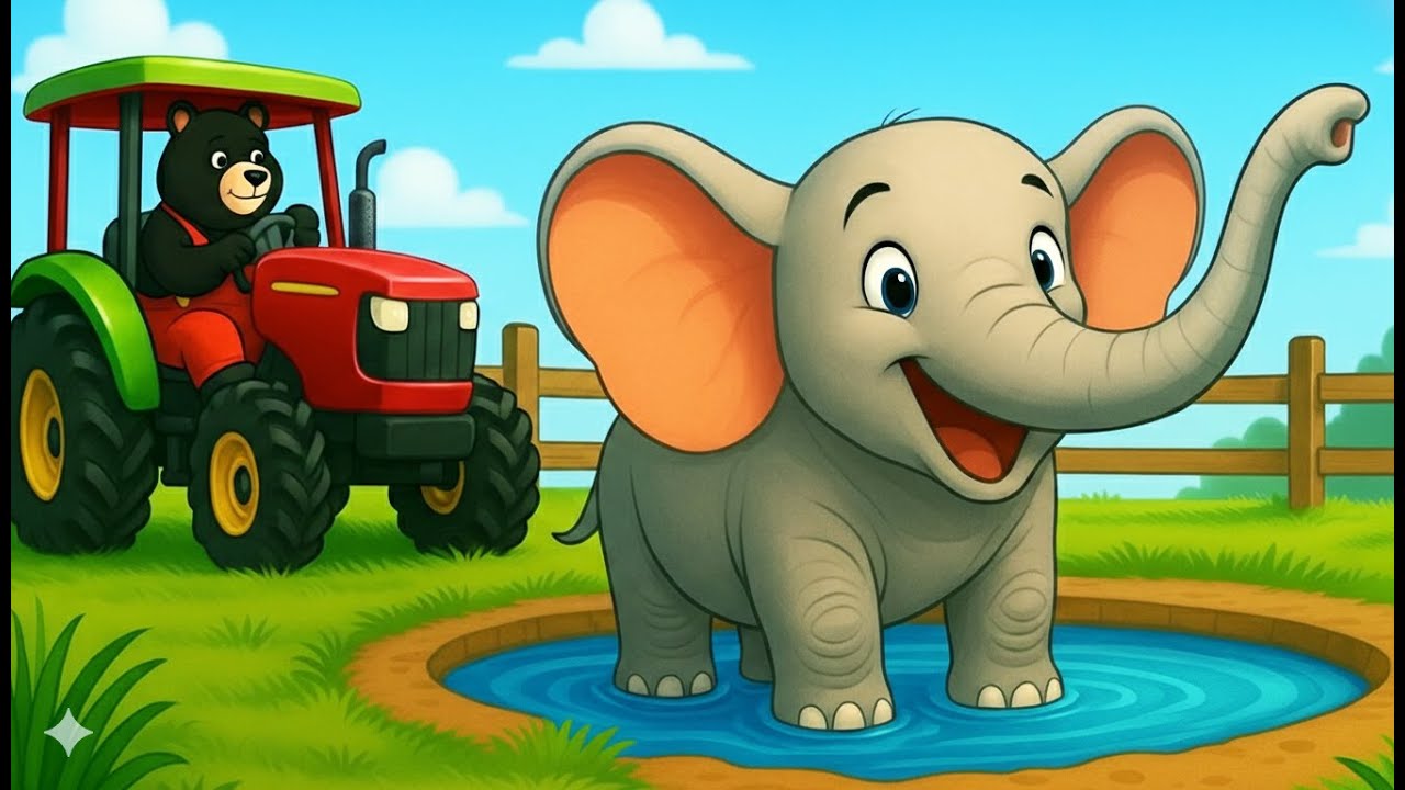 🐻🐘 A Day with Bear Farmer: Bathing and Caring for Elephants 💦🌿 | Vehicles Farm Animated