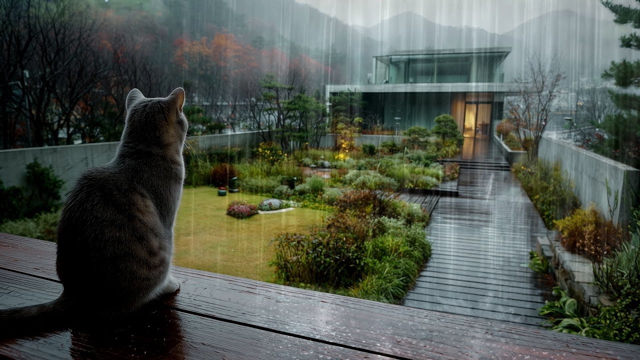 Rainy Afternoon Through a Cat’s Eyes | 3 Hours of Gentle Rain Sounds for Sleep & Study Rain Ambience