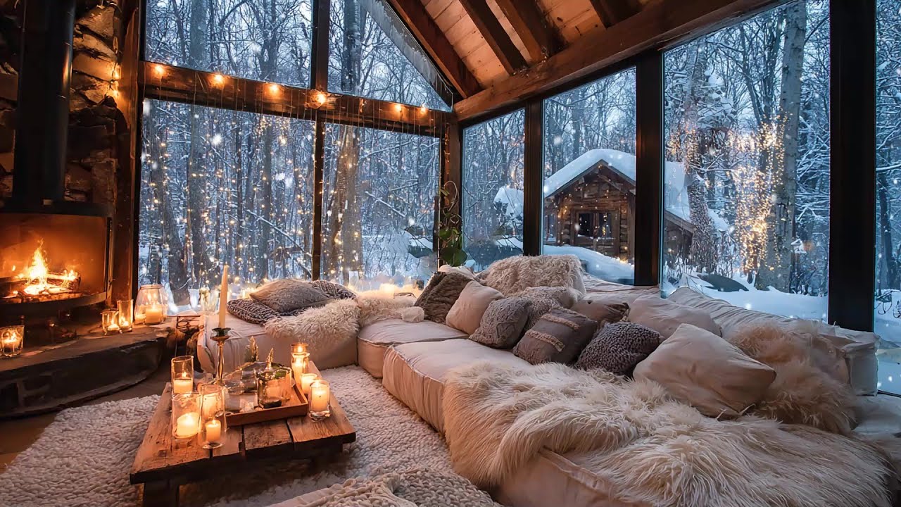 Winter Piano Sounds Combined With The Warmth Of A Cracking Fireplace To Relax And Unwind