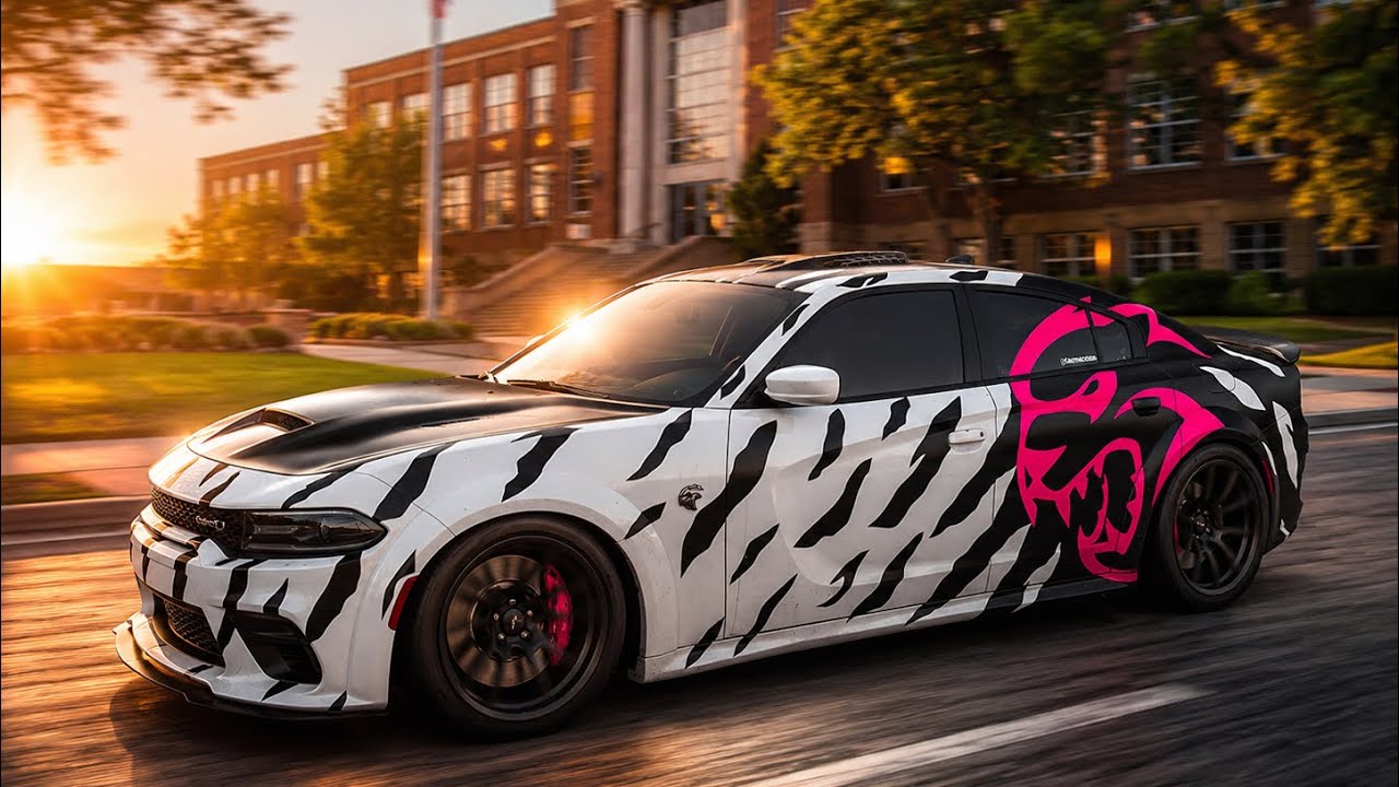 Забираю младшего брата из школы на 1000-сильном Hellcat!