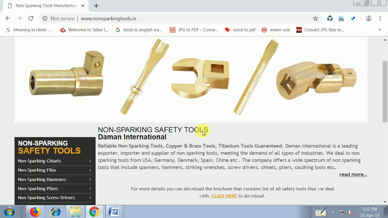 Non Sparking Tools Manufacturers In India / Non Sparking Tools