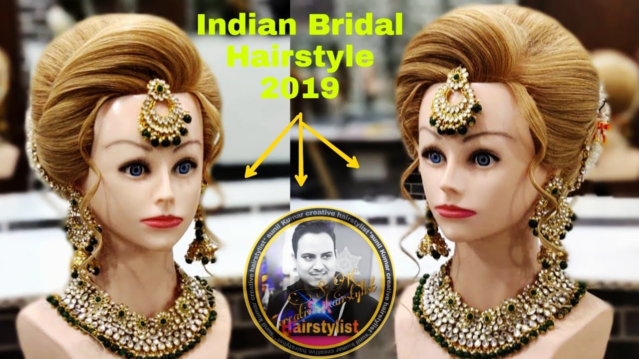 Indain Bridal hairstyle 2019/ wedding bridal  hairstyle/ latest indian bridal bun hairstyle