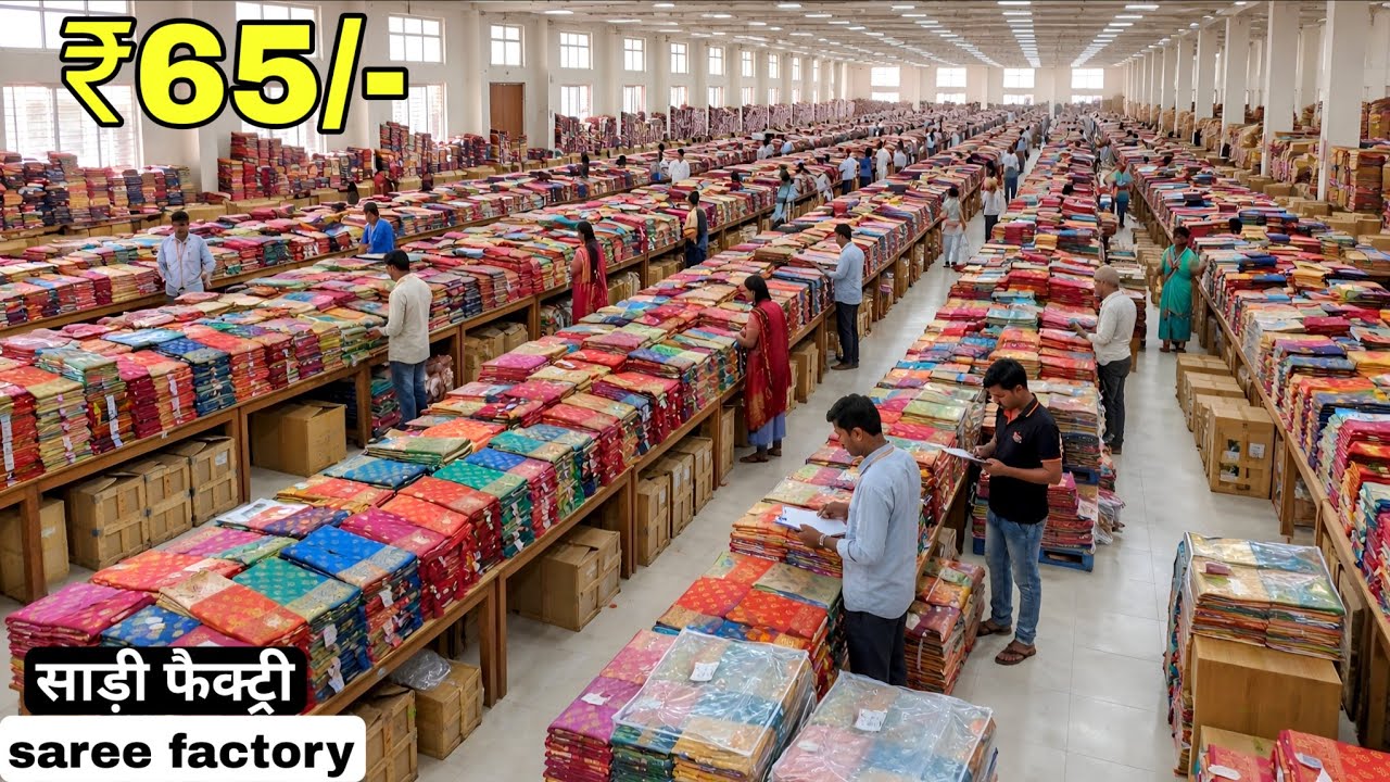 इस फैक्ट्री से साड़ियां खरीदते हैं सब biggest saree manufacturer in surat saree wholesale market 