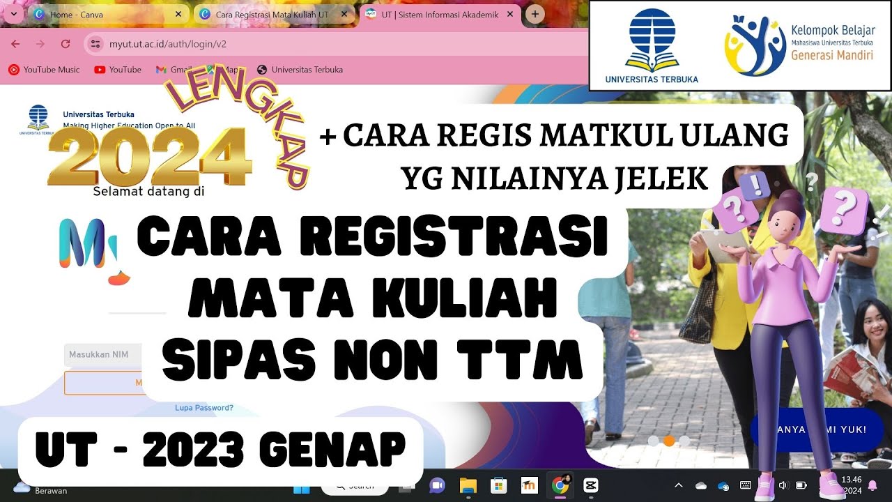 #05 Cara Registrasi Mata Kuliah Sipas 2024 + Regis Matkul Ulang yg Nilai Jelek UT | Lengkap