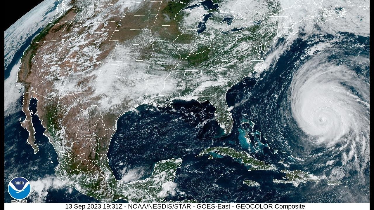 2023 Lee - 4 Kilometer Resolution GeoColor Satellite Imagery Animation (HD 1280x720)