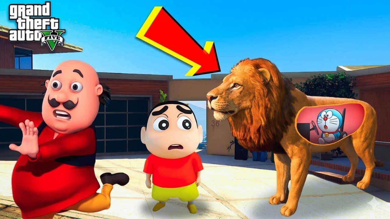 GTA V : Shinchan Became Lion - Doraemon Franklin Motu Grand Theft Auto V