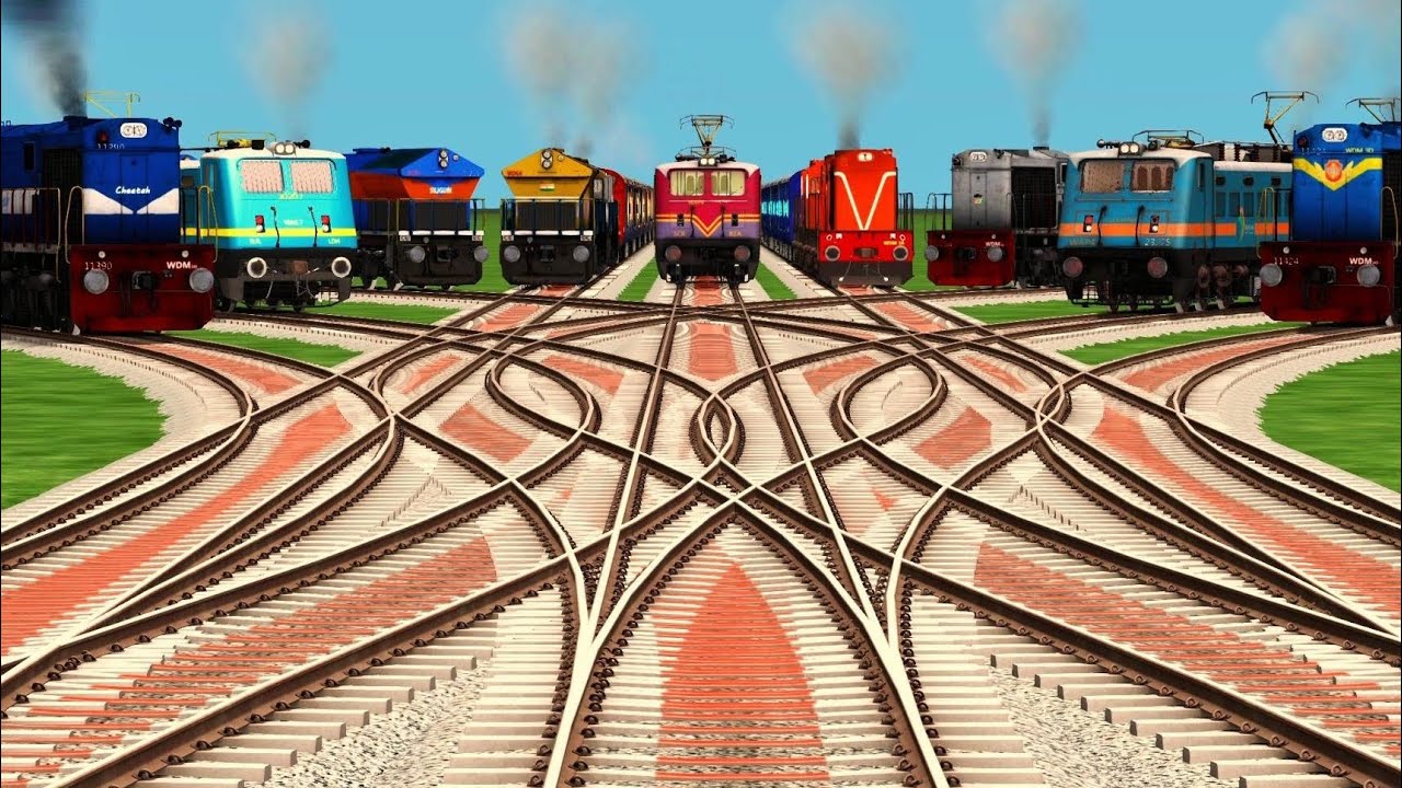 💹All Realistic Railroad Train At Railway Junction Tracks l Fake Train Run To Run Train Crash l train