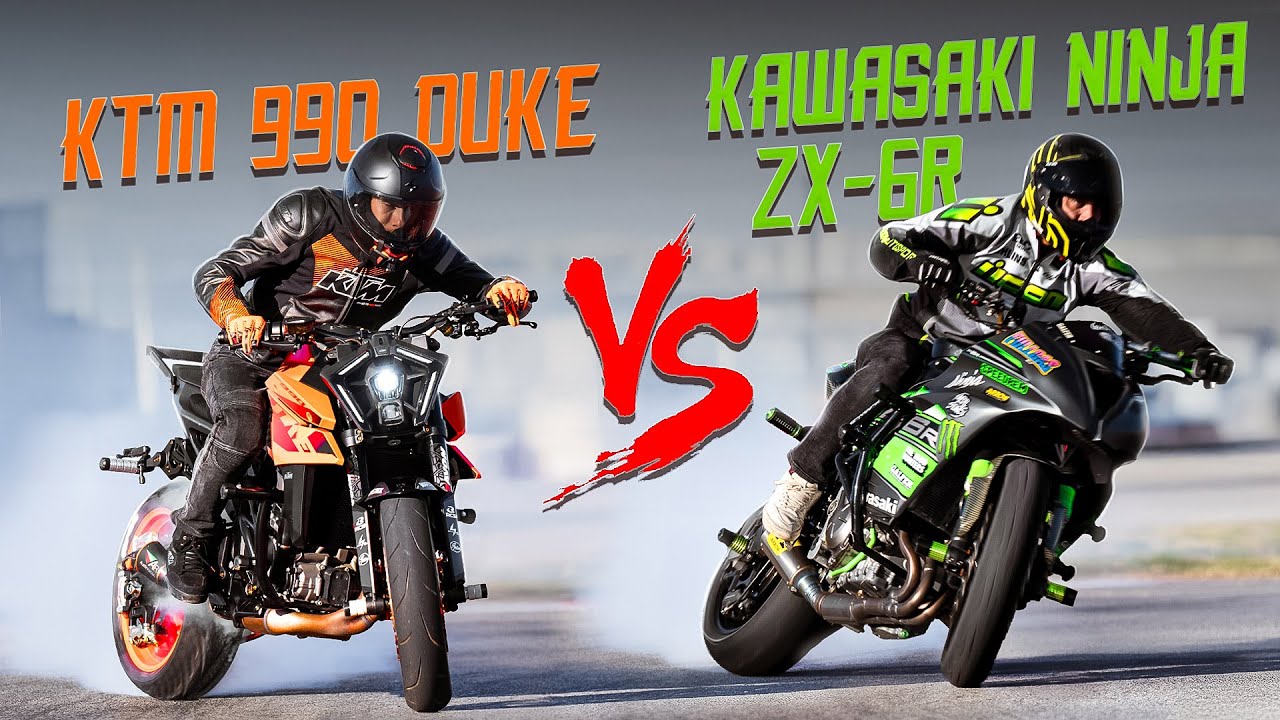 MOTO DRIFT BATTLE - KTM 990 DUKE vs. KAWASAKI NINJA ZX 6R / Battling spanish champion |  vlog 170