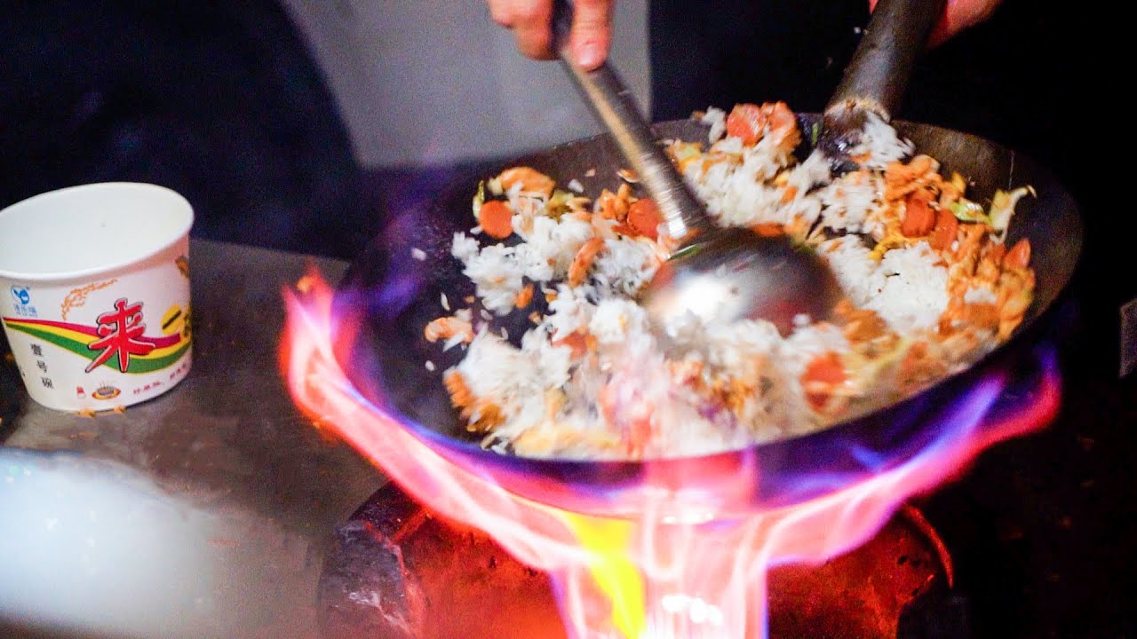 Chinese Street Food -The ceiling of street egg fried rice, a collection of Xinjiang  delicacies