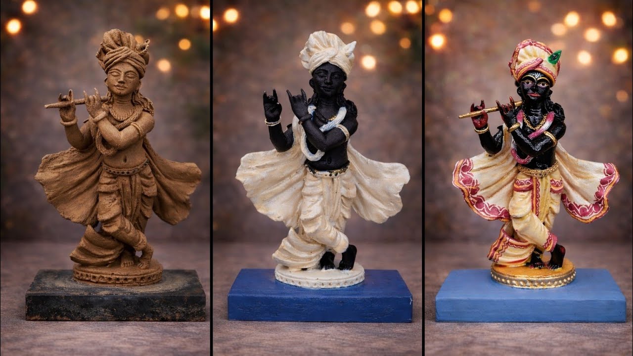 Lord Krishna Clay Idol Making | Sculpture to Final Coloring | Art and craft | Clay art