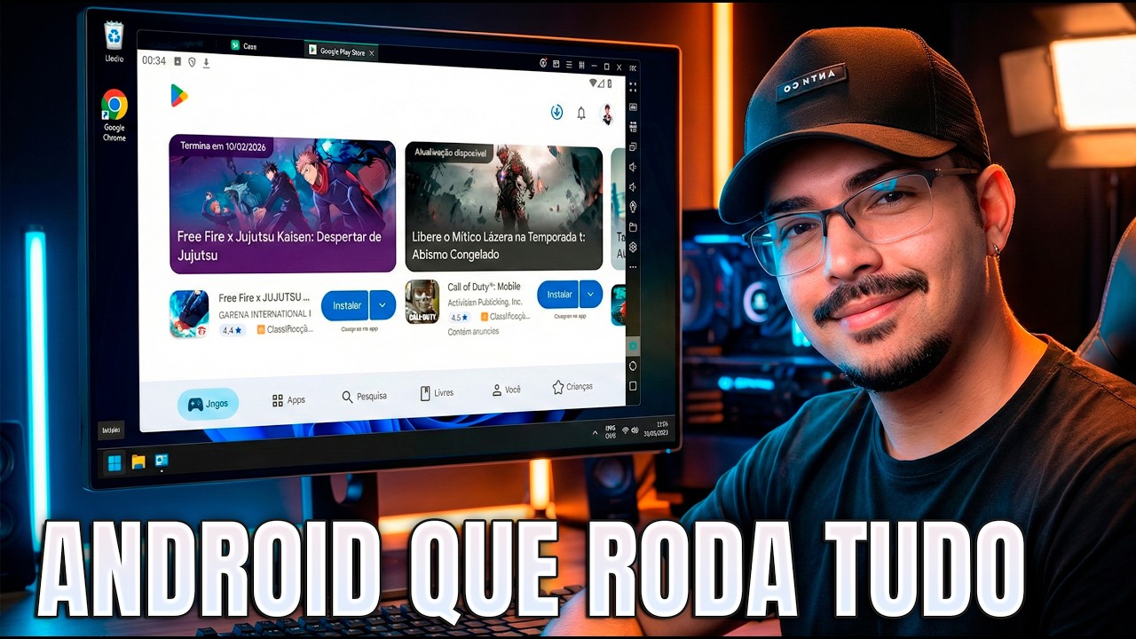 RODA EM TUDO!🔥 Como Rodar Android LISO no Windows 11 e 10 (2GB/4GB/8GB RAM)