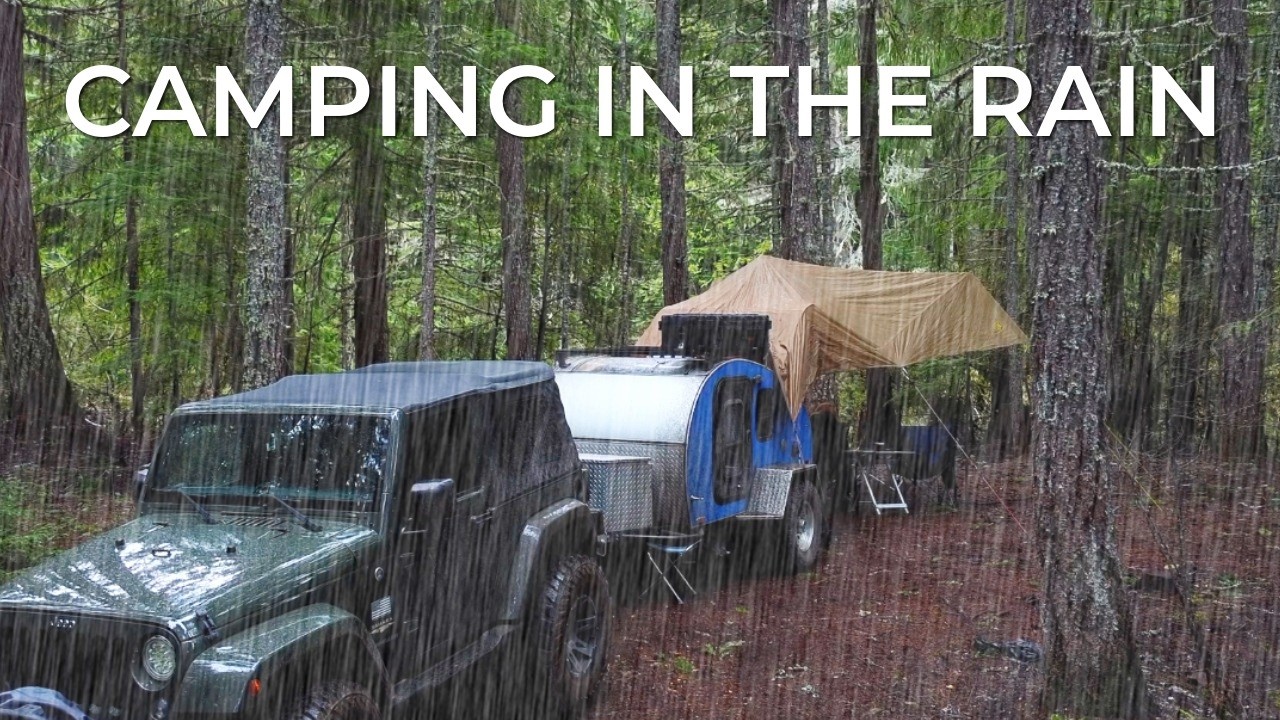Rainy Camping In Our Teardrop Trailer (Campilation)