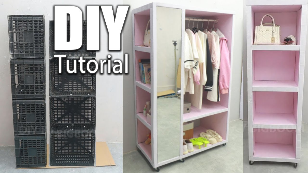 DIY Multi-Purpose Wardrobe Using Fruit Baskets and Cardton !