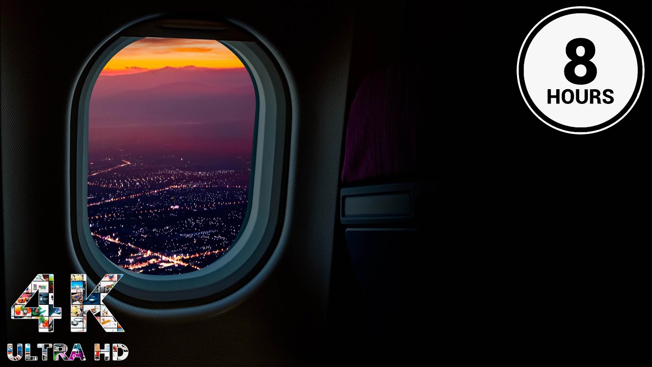 Night Airplane White Noise Ambience | Flight Attendant | Call Ding | Reading, Study, Sleep | 8 Hours
