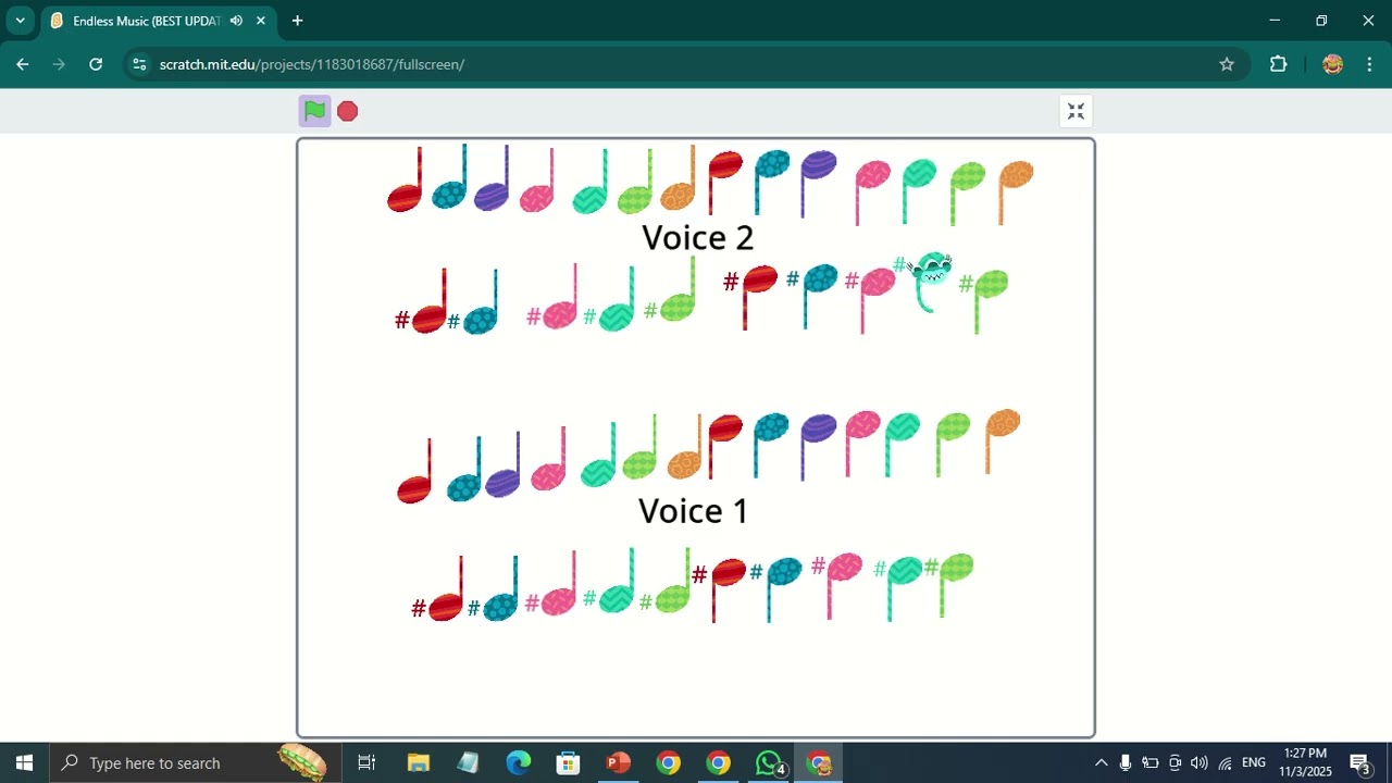 Endless Music All Notes from C to High B (Chromatic + Voice 1 and Voice 2)