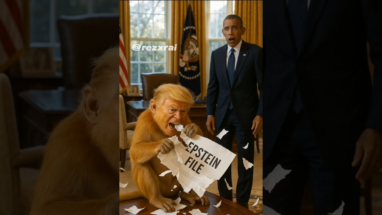 Trump monkey-mode start devours Epstein file Obama funny shorts #trump #obama #usa #funny #shorts