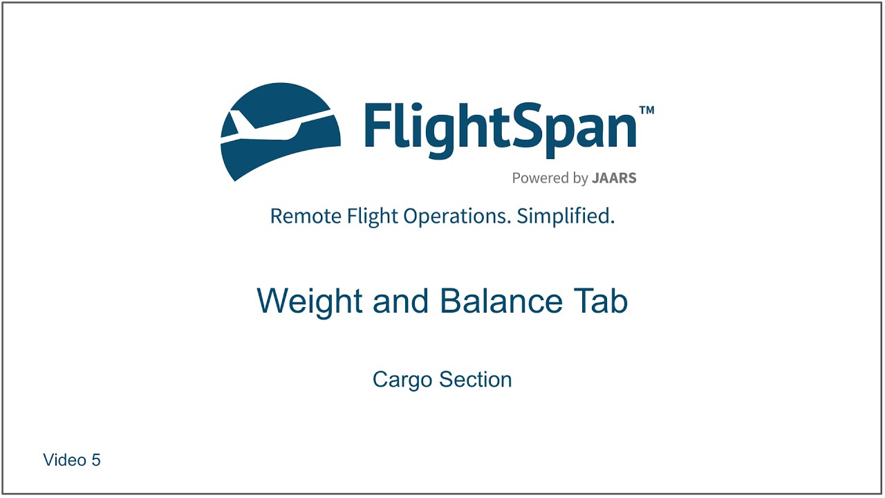 Weight and Balance Tab 5 - Cargo Section