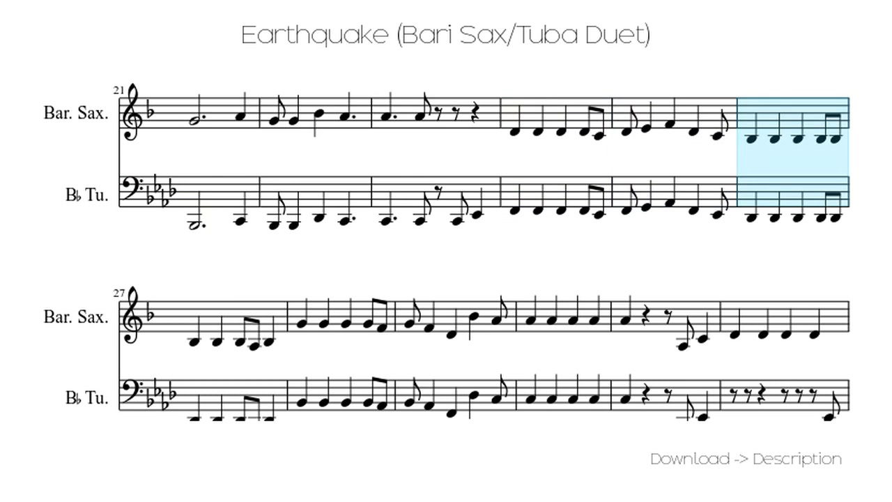 🎶 Earthquake (Bari Sax/Tuba Duet) 🎸🎸