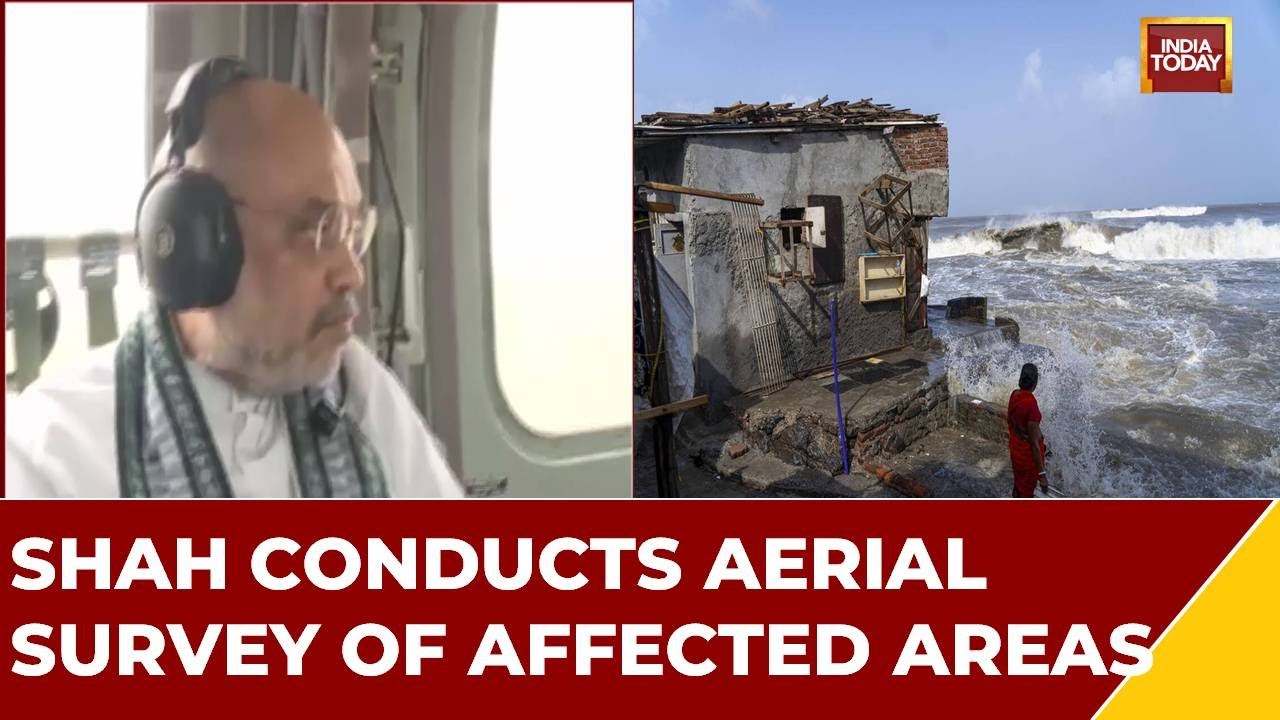 HM Amit Shah Taking Stock On Biparjoy Cyclone Effects | Shah Coducts Aerial Survey Of Affected Areas