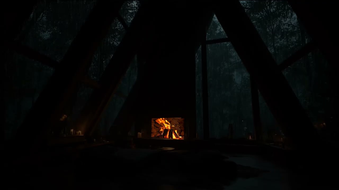 Rainy Night Serenity  Relaxing Rain & Fireplace Sounds for Sleep and Relaxation