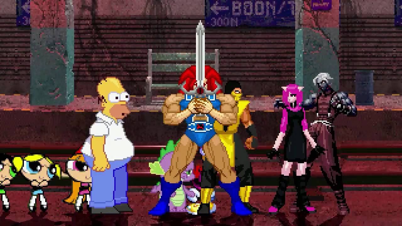 AN Mugen Request #651: Homer, Blossom, Lion-O & Spike VS Lucy Diclonius, God Adel, Scorpion & Rayman