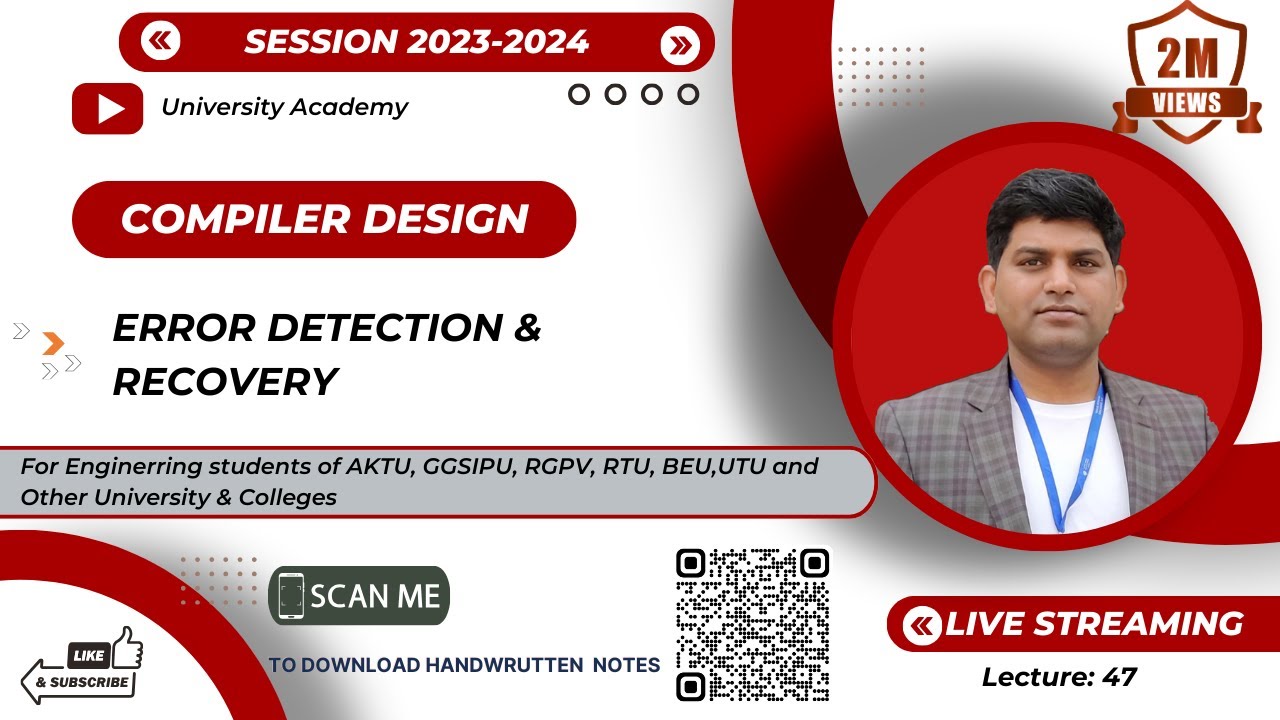 CD47: Error Detection And Recovery in Compiler Design | Lexical Phase Error and Recovery in Hindi