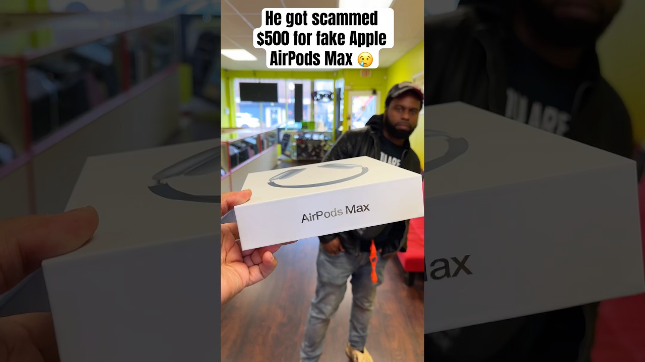 HE PAID $500 FOR FAKE APPLE AIRPODS MAX 😢 #shorts #fake #airpodsmax #apple #iphone #ios